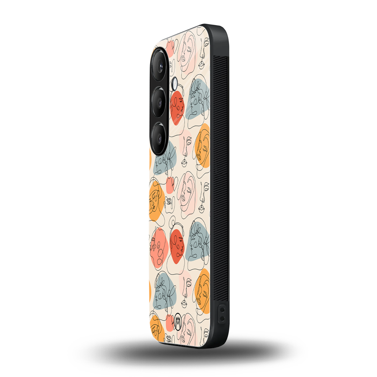 many faces yellow back phone cover | glass case for samsung galaxy s23 plus