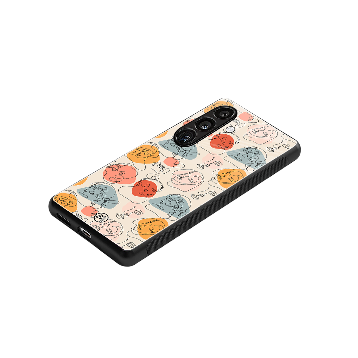 many faces yellow back phone cover | glass case for samsung galaxy s23 plus