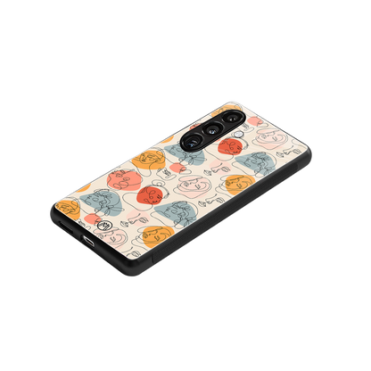 many faces yellow back phone cover | glass case for samsung galaxy s24 fe