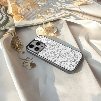 many faces white back phone cover | glass case for iphone 14 pro max