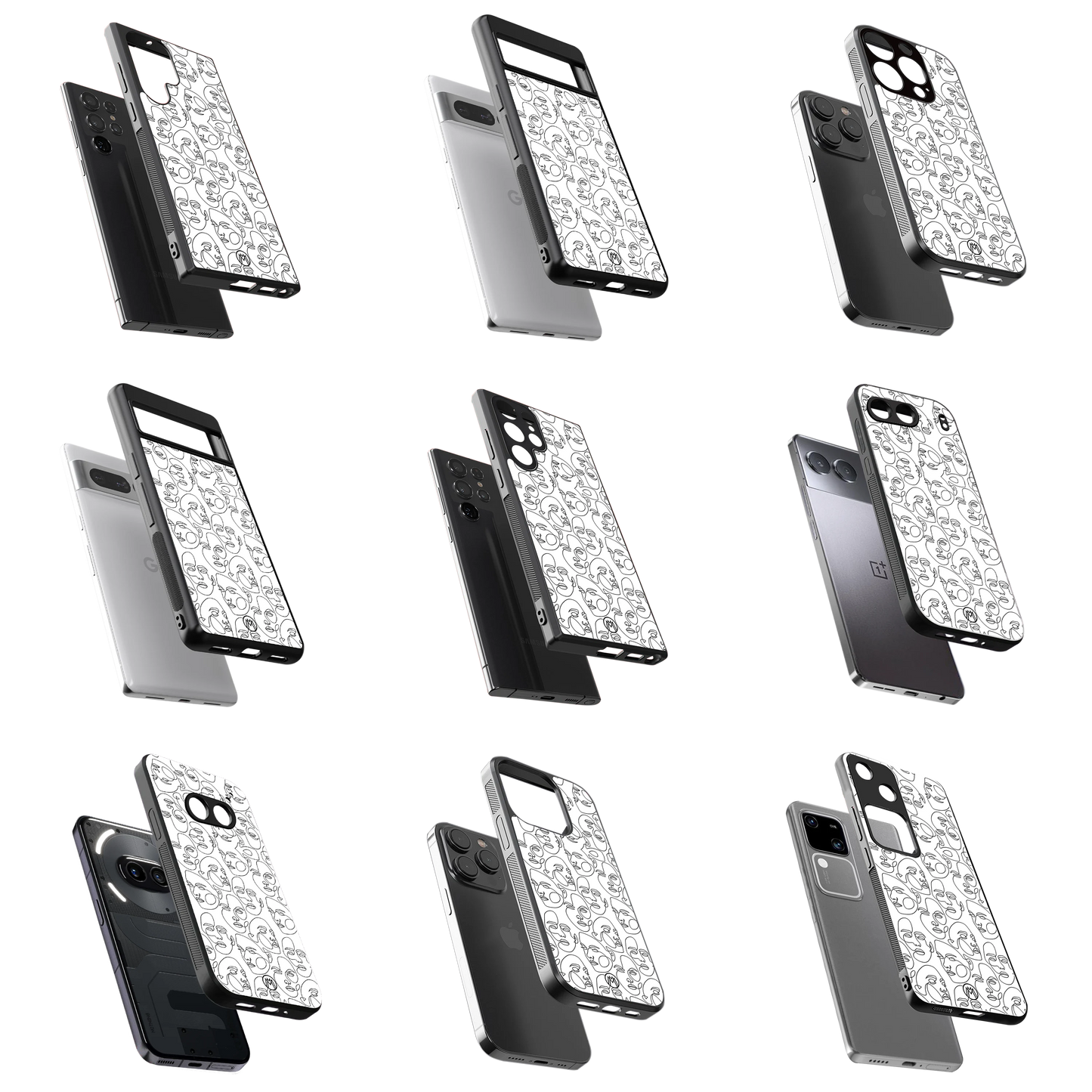 Durable Glass Back Mobile Case for iPhone, Samsung, OnePlus, Google Pixel, Redmi, Vivo, Oppo