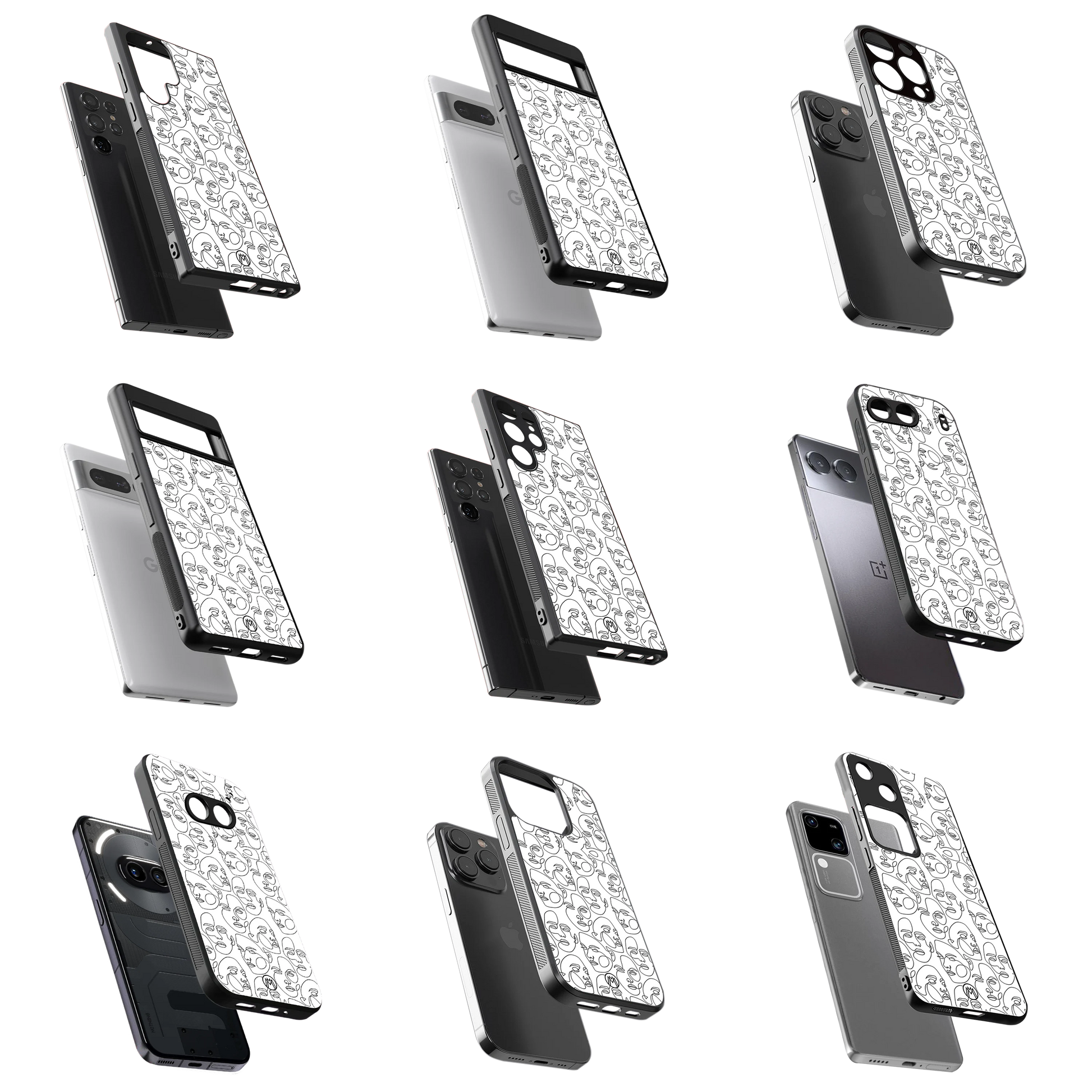 Durable Glass Back Mobile Case for iPhone, Samsung, OnePlus, Google Pixel, Redmi, Vivo, Oppo
