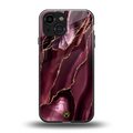maroon liquid marble back phone cover | glass case for iphone 13 mini