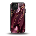 maroon liquid marble back phone cover | glass case for iphone 13 mini