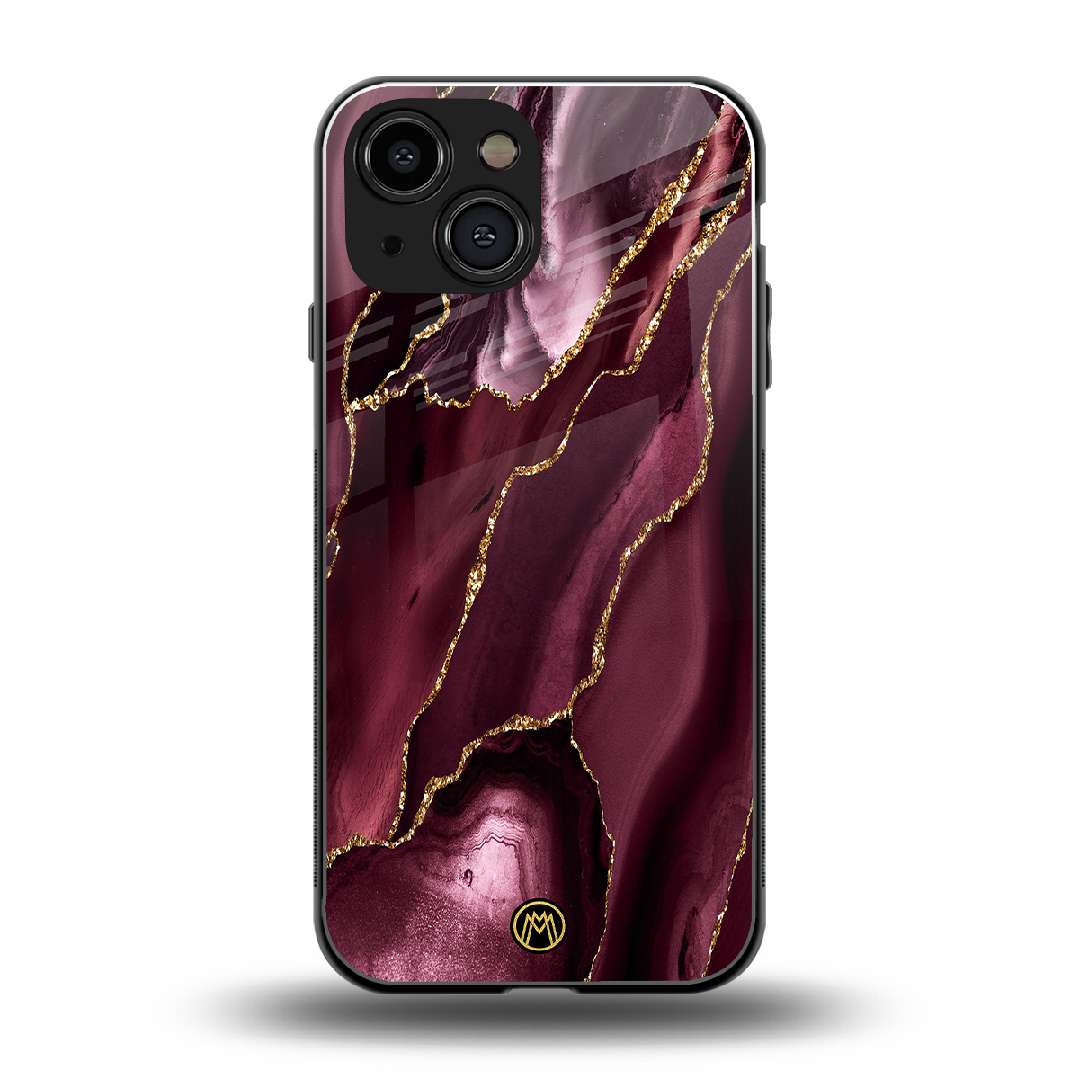 maroon liquid marble back phone cover | glass case for iphone 13 mini