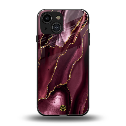 maroon liquid marble back phone cover | glass case for iphone 13 mini