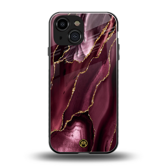 maroon liquid marble back phone cover | glass case for iphone 13 mini