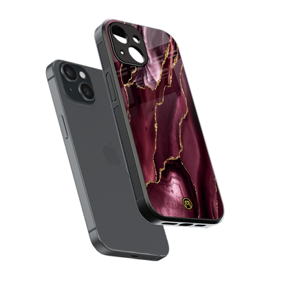 maroon liquid marble back phone cover | glass case for iphone 13 mini