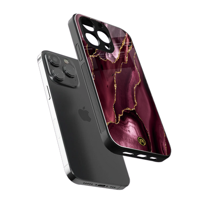 maroon liquid marble back phone cover | glass case for iphone 13 pro max