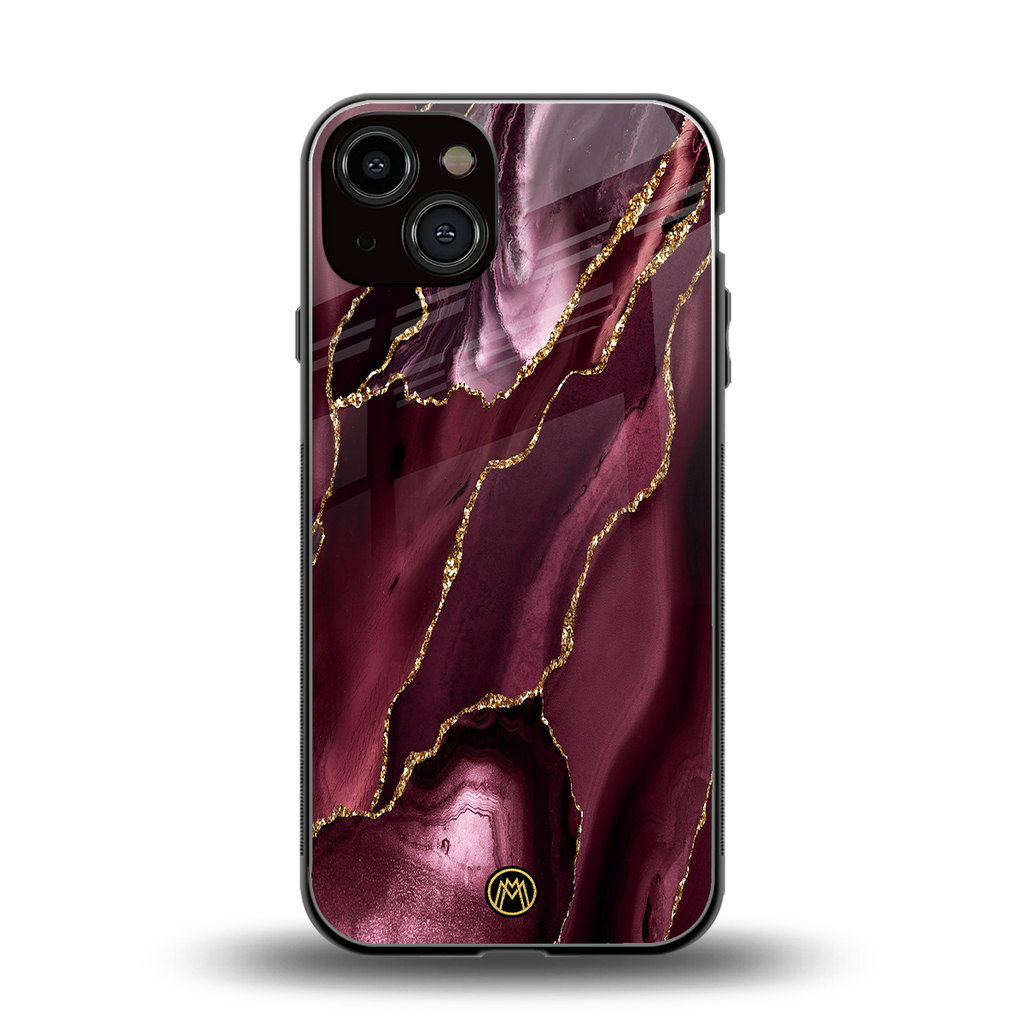 maroon liquid marble back phone cover | glass case for iphone 13