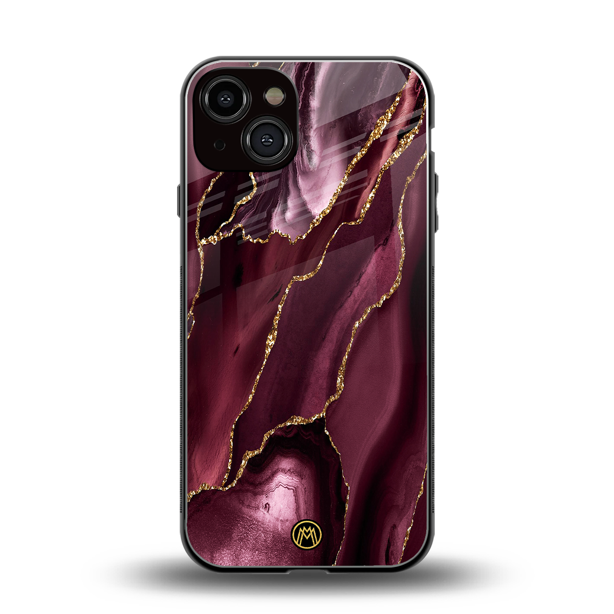 maroon liquid marble back phone cover | glass case for iphone 13