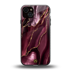 maroon liquid marble back phone cover | glass case for iphone 15 plus