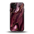 maroon liquid marble back phone cover | glass case for iphone 14 plus