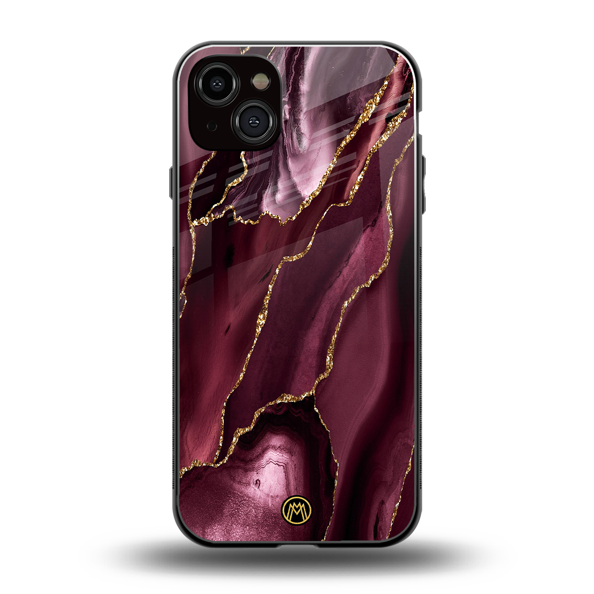 maroon liquid marble back phone cover | glass case for iphone 14 plus