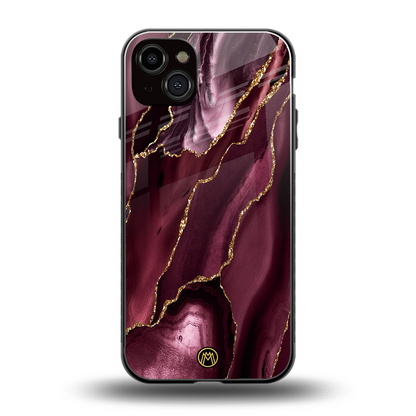 maroon liquid marble back phone cover | glass case for iphone 14 plus