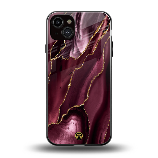maroon liquid marble back phone cover | glass case for iphone 14 plus