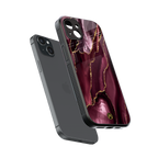 maroon liquid marble back phone cover | glass case for iphone 14 plus