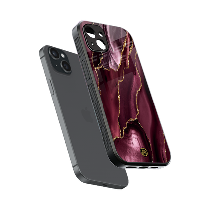 maroon liquid marble back phone cover | glass case for iphone 14 plus