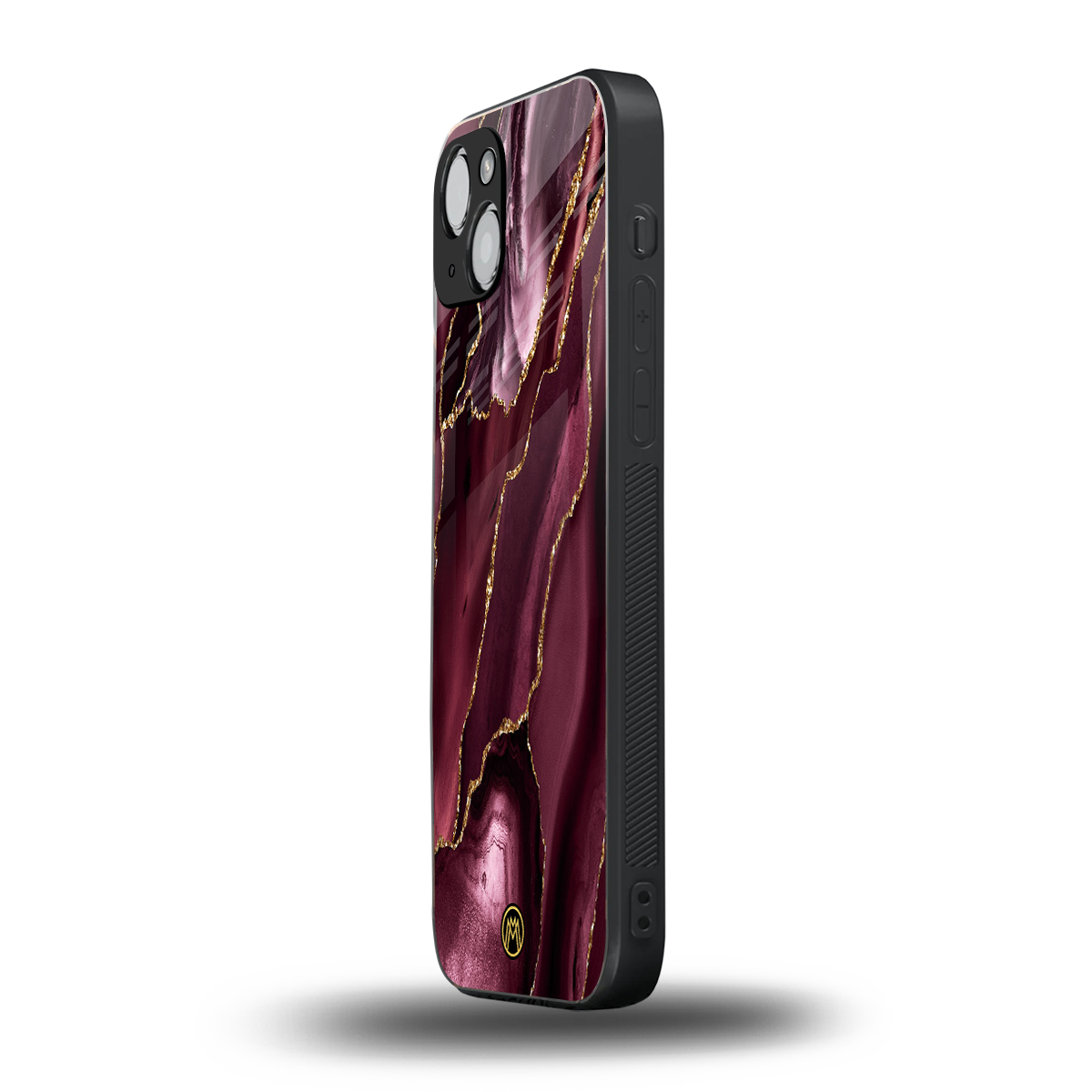 maroon liquid marble back phone cover | glass case for iphone 15 plus