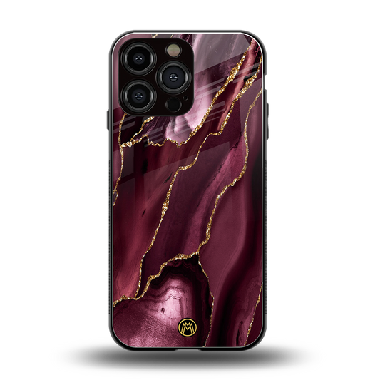maroon liquid marble back phone cover | glass case for iphone 14 pro max