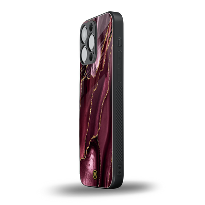 maroon liquid marble back phone cover | glass case for iphone 14 pro max