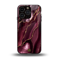 maroon liquid marble back phone cover | glass case for iphone 15 pro