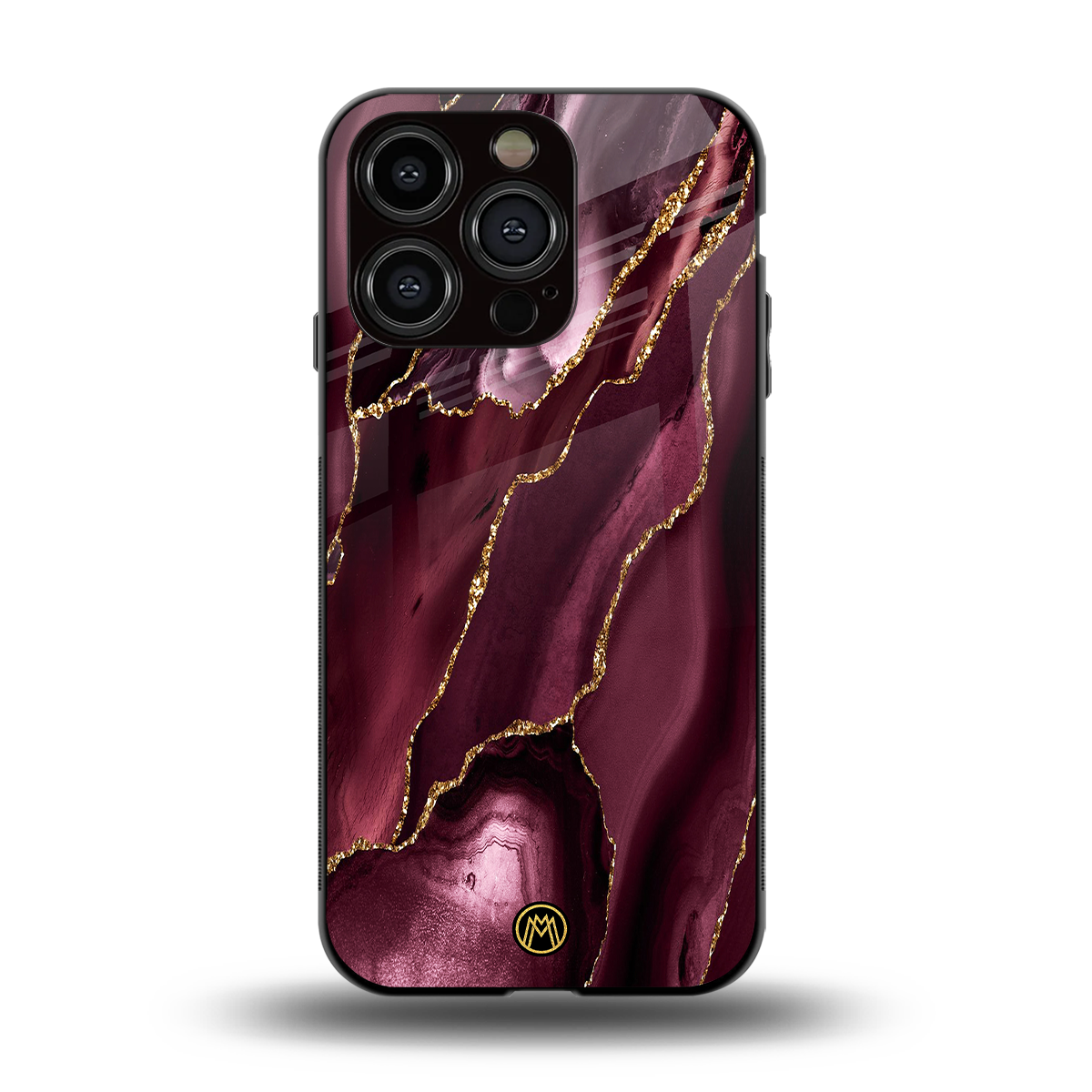 maroon liquid marble back phone cover | glass case for iphone 15 pro