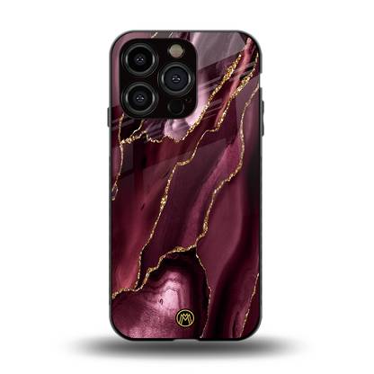 maroon liquid marble back phone cover | glass case for iphone 15 pro