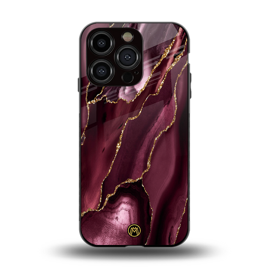 maroon liquid marble back phone cover | glass case for iphone 15 pro