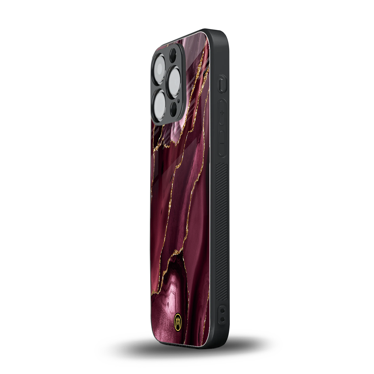 maroon liquid marble back phone cover | glass case for iphone 15 pro