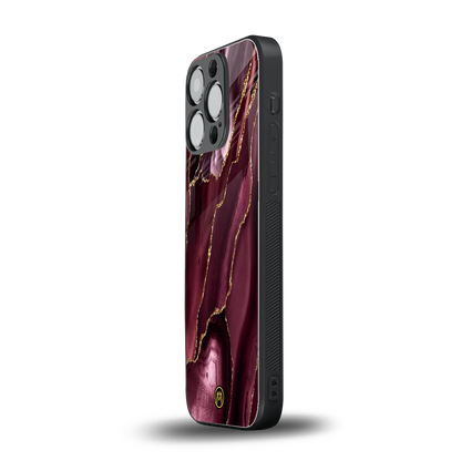 maroon liquid marble back phone cover | glass case for iphone 15 pro