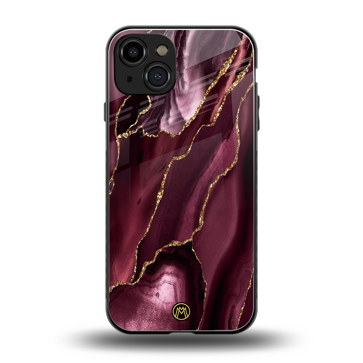 maroon liquid marble back phone cover | glass case for iphone 15