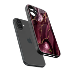 maroon liquid marble back phone cover | glass case for iphone 16 plus