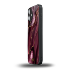 maroon liquid marble back phone cover | glass case for iphone 16 plus