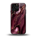 maroon liquid marble back phone cover | glass case for iphone 16 pro max