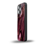 maroon liquid marble back phone cover | glass case for iphone 16 pro max