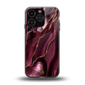 maroon liquid marble back phone cover | glass case for iphone 16 pro