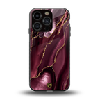 maroon liquid marble back phone cover | glass case for iphone 16 pro