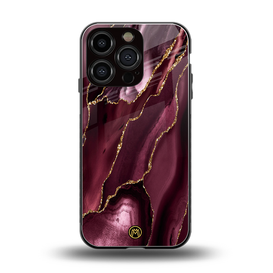 maroon liquid marble back phone cover | glass case for iphone 16 pro