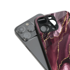maroon liquid marble back phone cover | glass case for iphone 15 pro