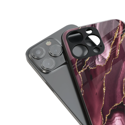 maroon liquid marble back phone cover | glass case for iphone 16 pro