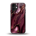 maroon liquid marble back phone cover | glass case for iphone 16
