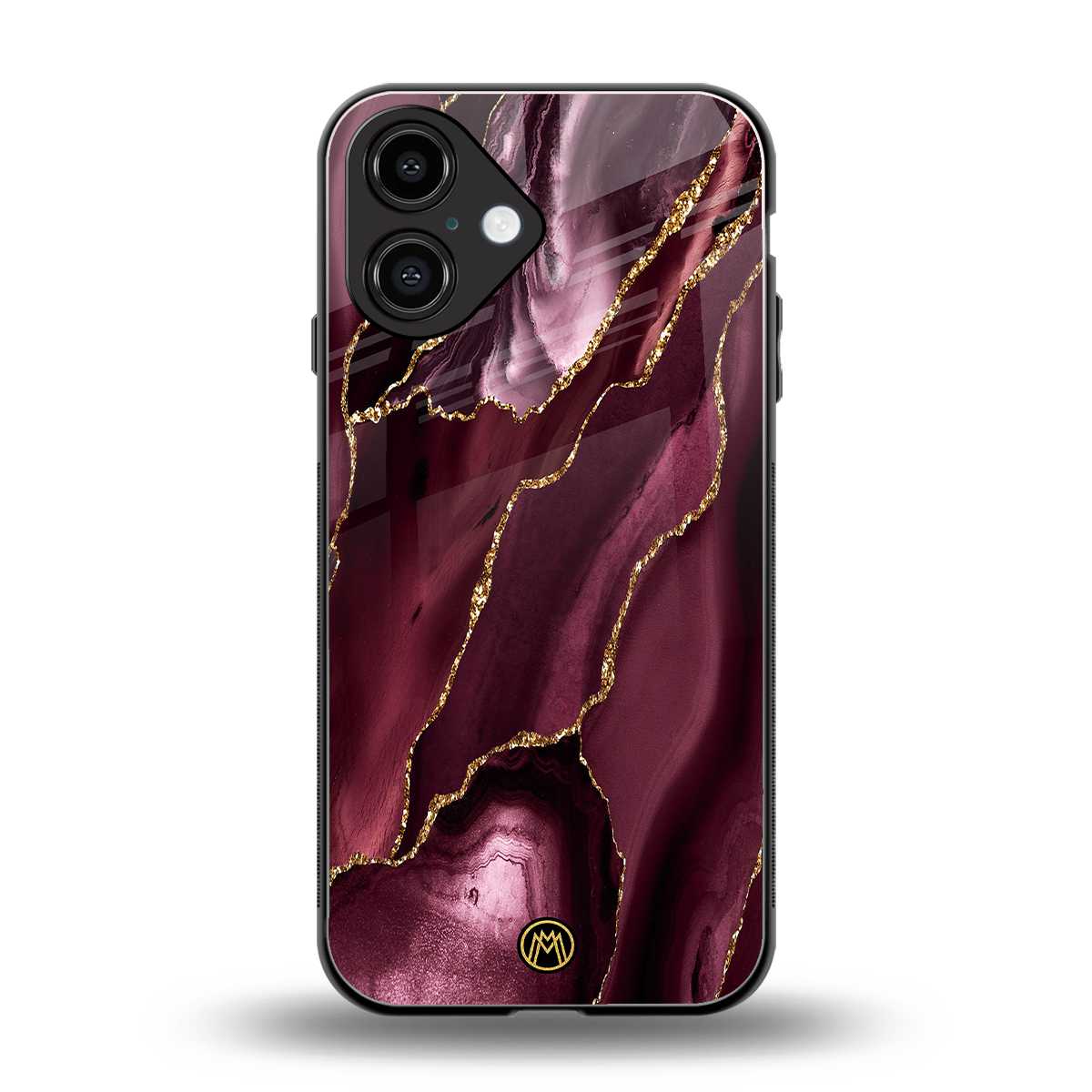maroon liquid marble back phone cover | glass case for iphone 16