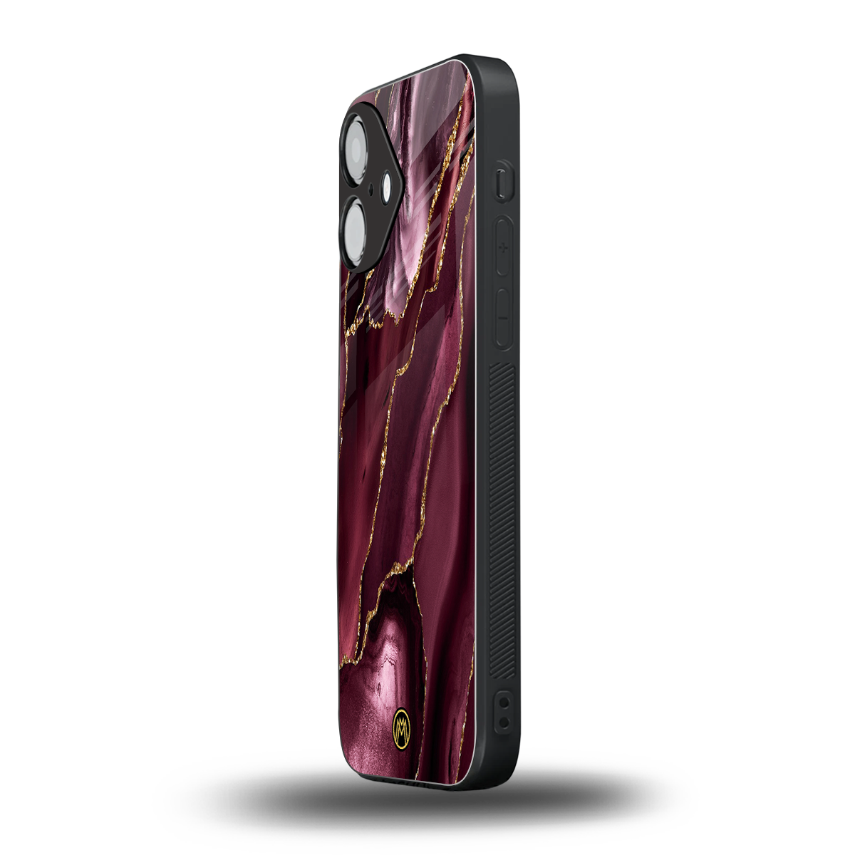 maroon liquid marble back phone cover | glass case for iphone 16