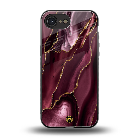 maroon liquid marble back phone cover | glass case for iphone 16e