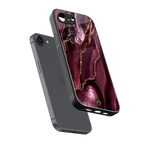maroon liquid marble back phone cover | glass case for iphone 16e