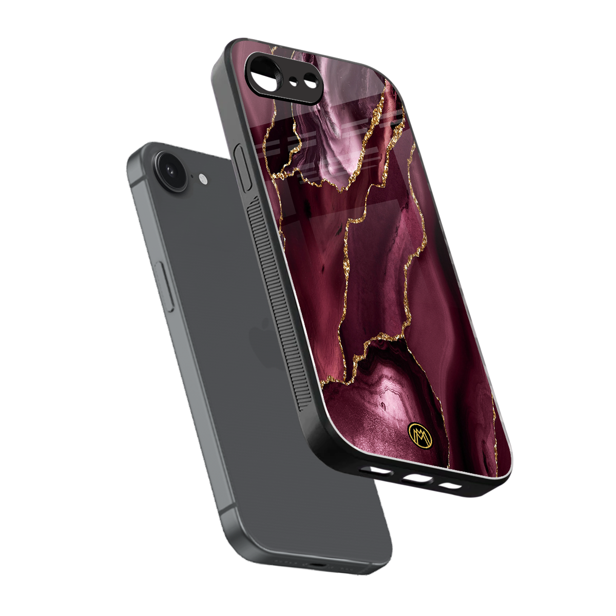 maroon liquid marble back phone cover | glass case for iphone 16e