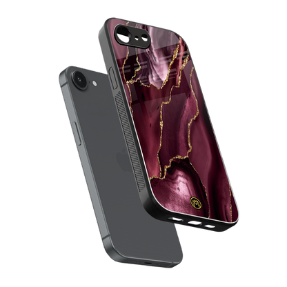 maroon liquid marble back phone cover | glass case for iphone 16e