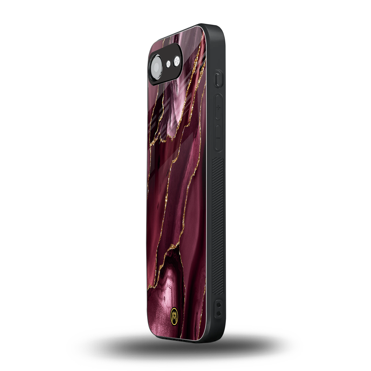 maroon liquid marble back phone cover | glass case for iphone 16e