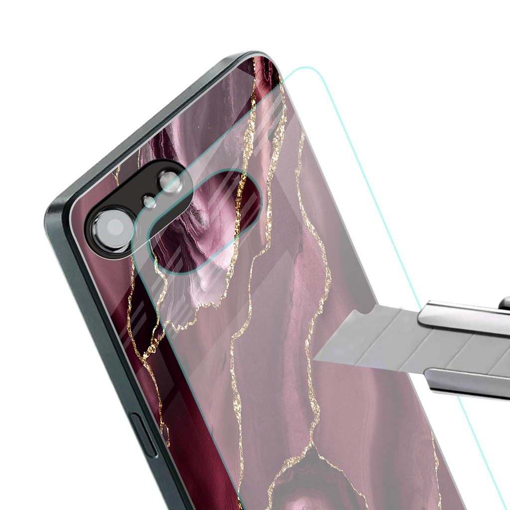 maroon liquid marble back phone cover | glass case for iphone 16e
